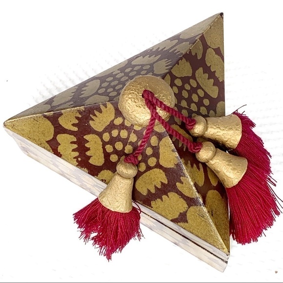 NEW-GOLD Foil Imperial Mae Ping Wood Jewelry Box - Picture 5 of 8